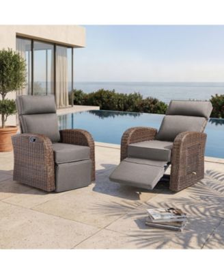 Adjustable Oversized Outdoor Recliner Chair with Independent Backrest and Footrest, Patio Swivel Recliner Chair with 5-inch Cushion
