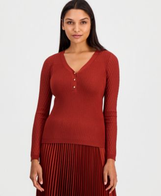 Women's Yusra V-Neck Long-Sleeve Half-Button Sweater