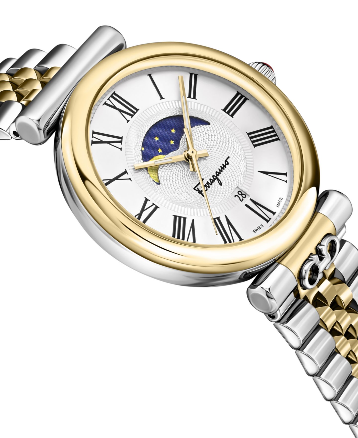Женские часы Ferragamo Ora Moonphase Two-Tone Stainless Steel Bracelet Watch 40mm — фото 3