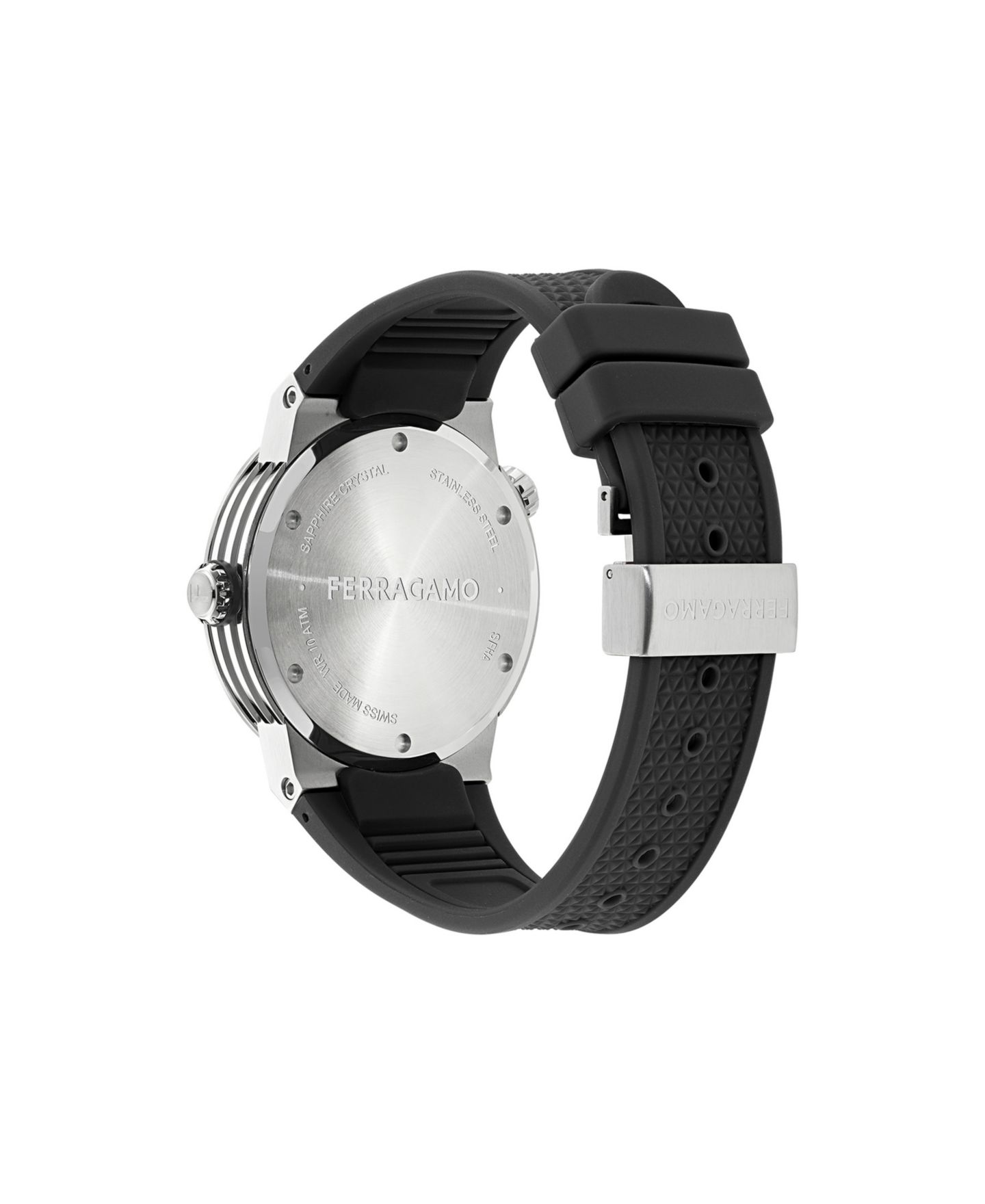 Мужские часы Ferragamo F-80 GMT Worldtime Black Stainless Steel Bracelet Watch 43mm — фото 3