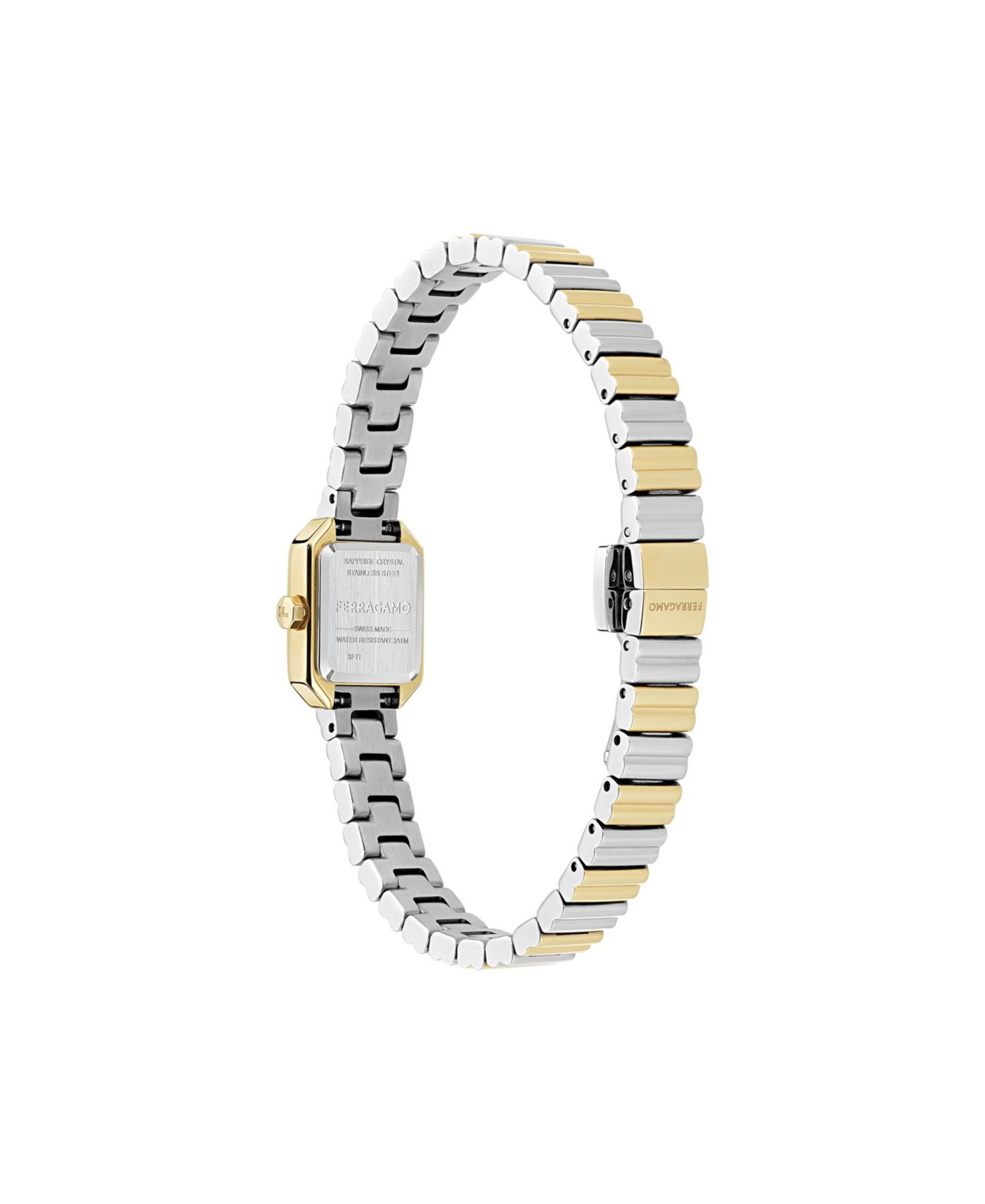 Женские часы Ferragamo Crystal Petite Two-Tone Stainless Steel Bracelet Watch 15mm x 20mm — фото 3