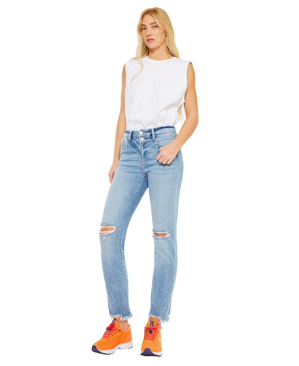 KanCan Women's Clover High Rise Slim Straight Jeans view 3 — MAYCSS fashion products