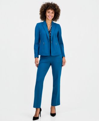Women's Notched Collar Jacket, Printed Knot-Front Sleeveless Blouse & Audrey Pull-On Trousers