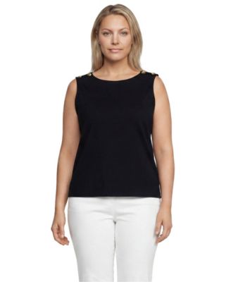 Women's Plus Size Mariner Button Shoulder Tank