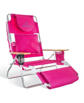 The Deluxe 3N1 Lightweight Outdoor Beach Lounge Chair w/ Footrest, Pink