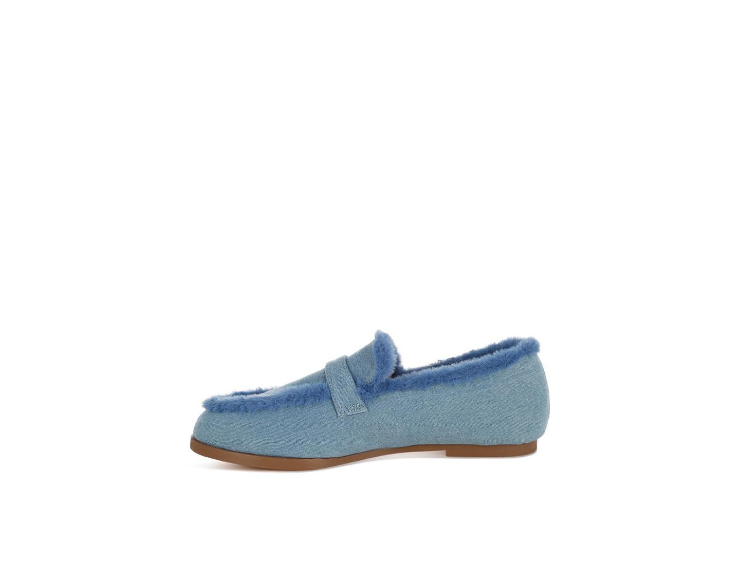 Женские туфли Rag & Co Nivena Fur Detail Denim Loafers, цвет: Синий — фото 9