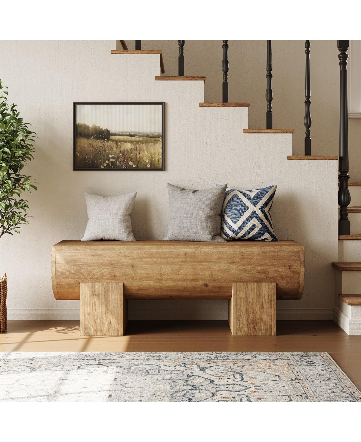 Slickblue Solid Wood Entryway Bench for Shoes or Hallway