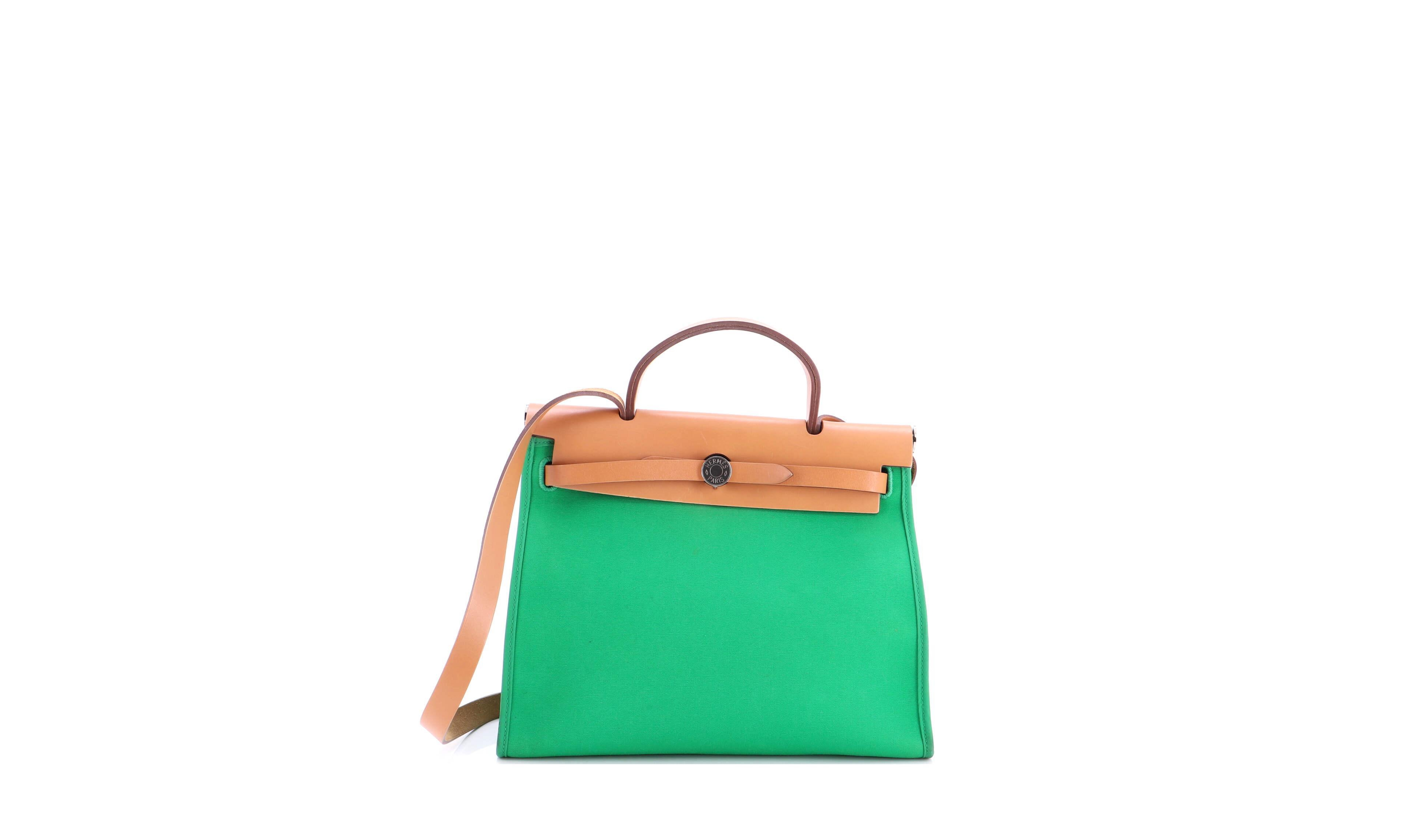 Pre-Owned HERMES 31 Herbag Zip Leather and Toile