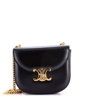 Triomphe Besace Clea Chain Flap Bag Leather