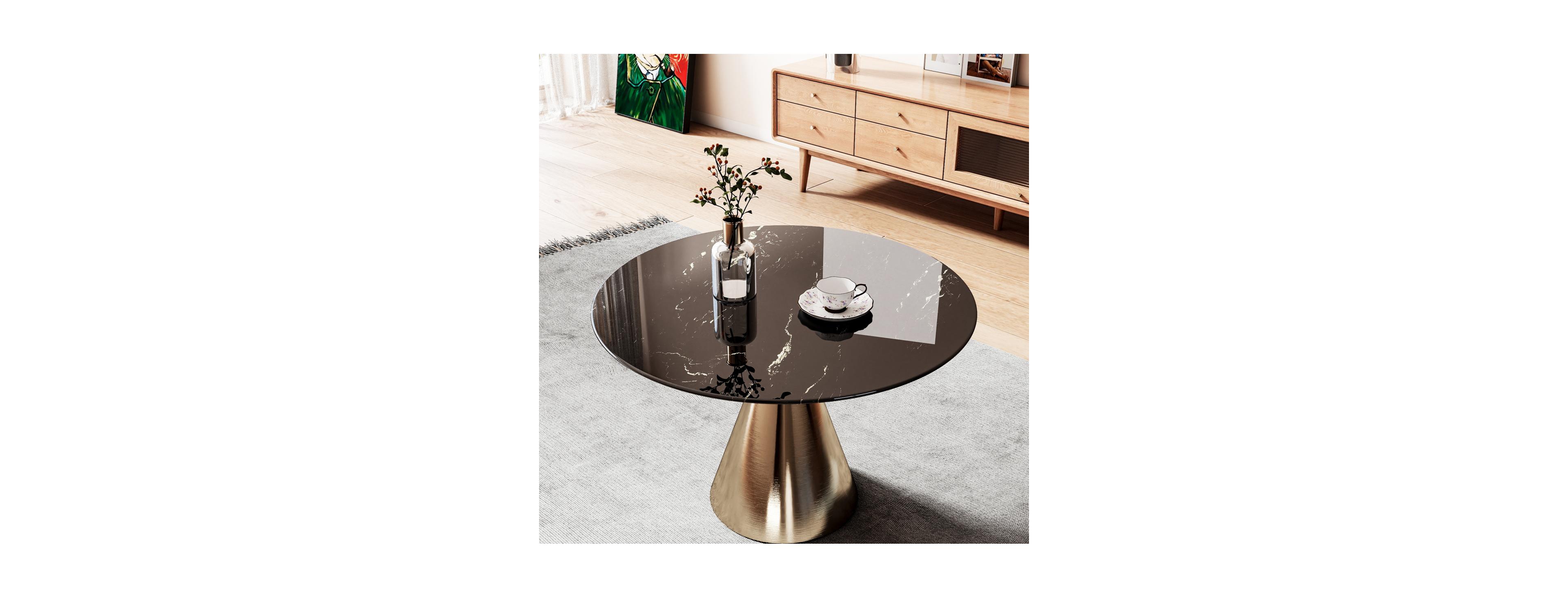 Streamdale Furniture 30'' Round Marble-Design Tempered Glass Table Top for Indoor and Outdoor Use