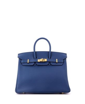 Birkin 25 Handbag Blue Novillo with Gold Hardware