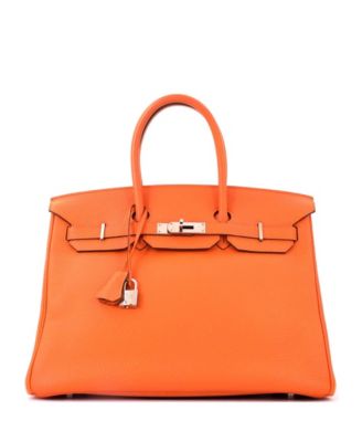 Birkin 35 Handbag Orange Togo with Palladium Hardware