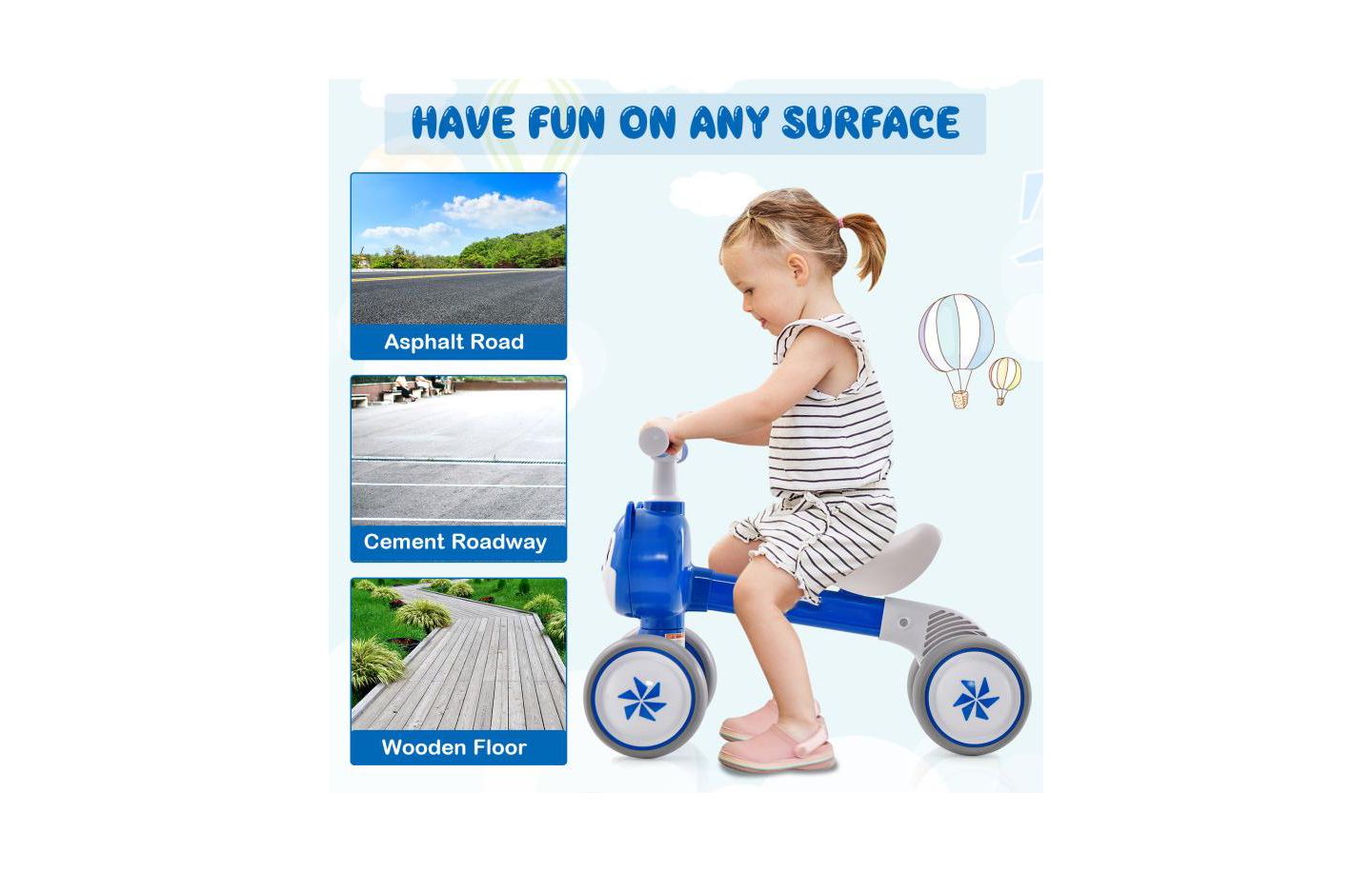 Детская игрушка Slickblue Lightweight Baby Balance Bike with 4 Wheels No Pedal Design, цвет: Синий — фото 10