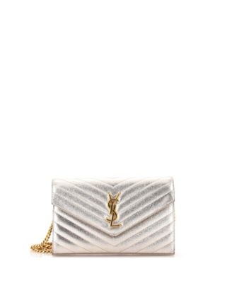 Medium Classic Monogram Wallet on Chain Matelasse Chevron Metallic Leather