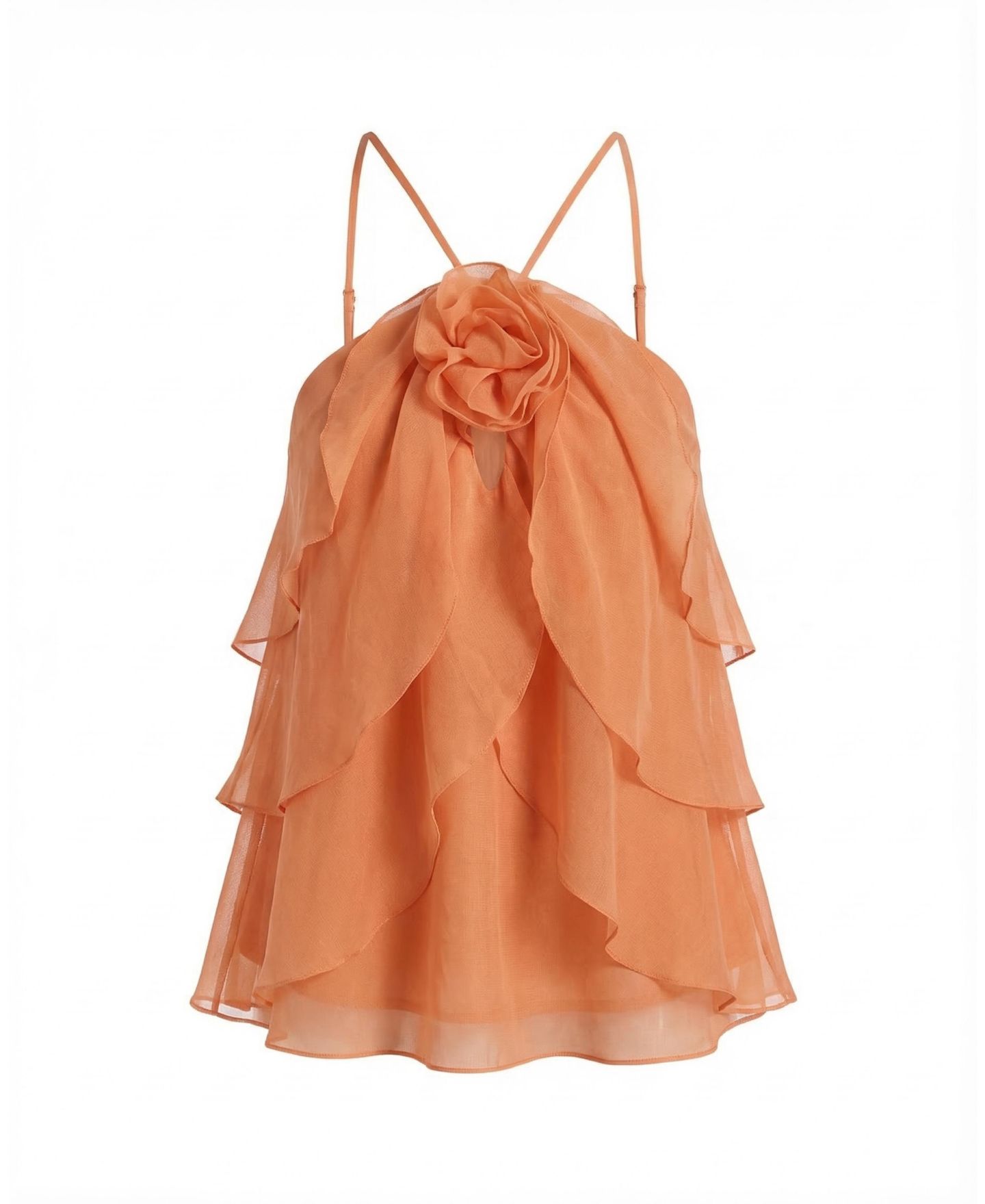 Женский топ Modenaire Halter Ruffle Chiffon Floral Applique — фото 5
