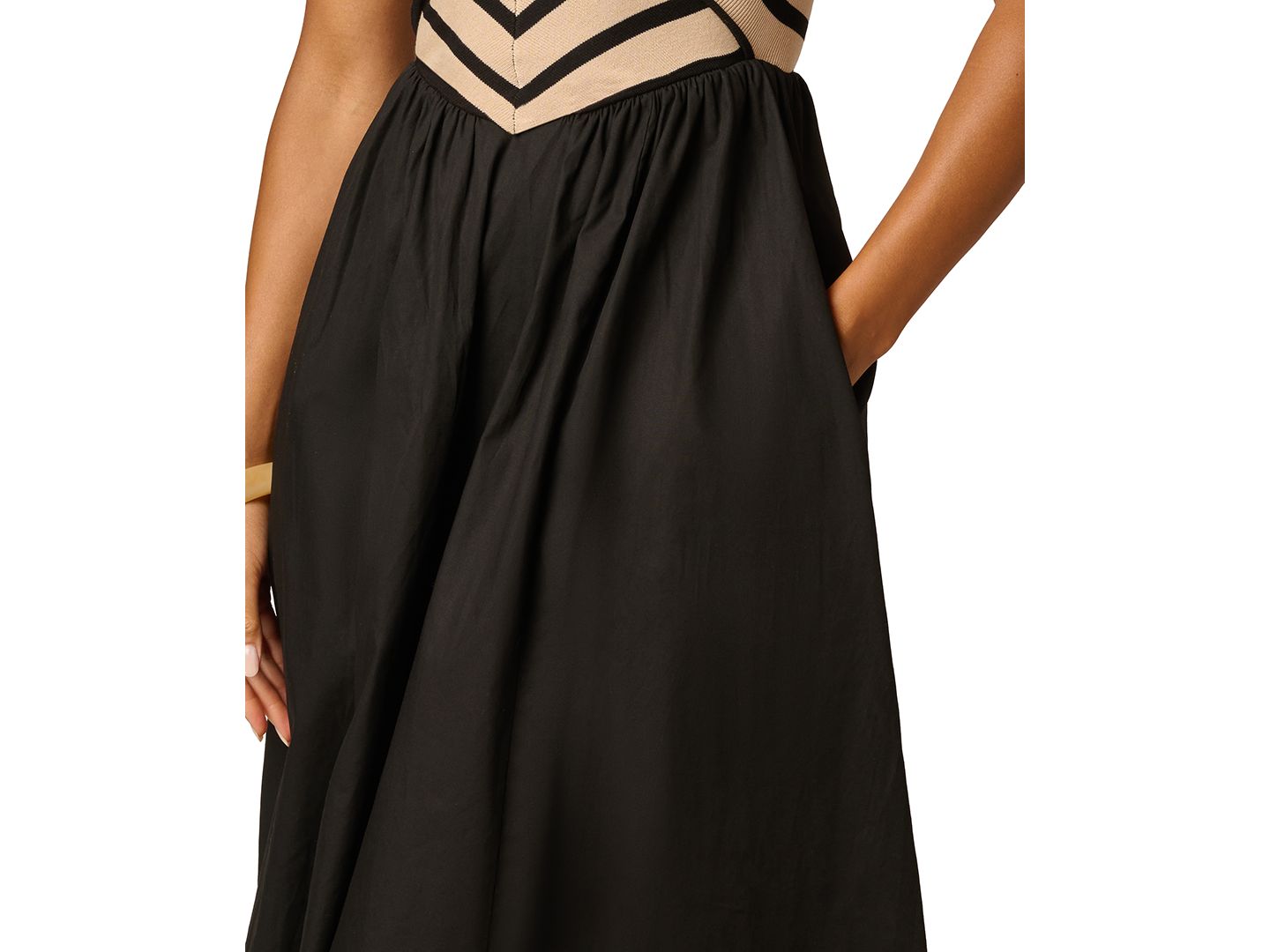 Женское платье Adrianna Halter-Neck Stretch Midi, цвет: Чёрный / Экрю — фото 4