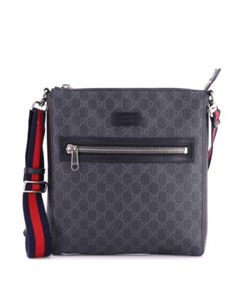 Medium Web Strap Front Zip Messenger Bag GG Coated Canvas