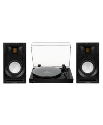 Vinyl Turntable Record Player Cartridge Acrylic Mat and Ri71 Powered Bookshelf Speakers