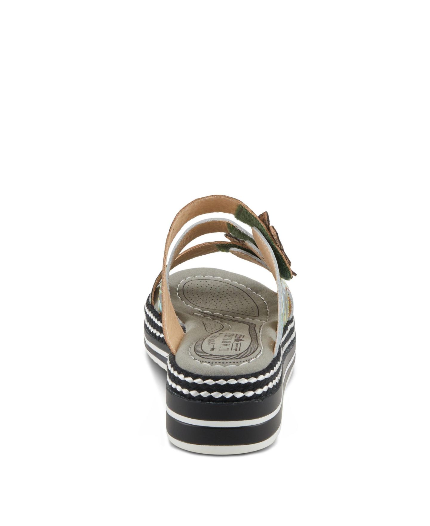 Женские сандалии L'Artiste Spring Step Naomi-Monarch Slides with Leather Upper, цвет: Оливковый разноцветный — фото 4