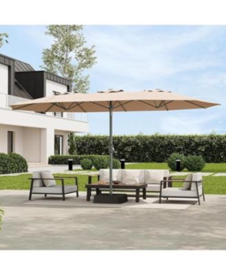9'x15' Outdoor Umbrella with Base, Extra Wide Patio Umbrella, 12 Ribs and UV Protection for Garden Pool