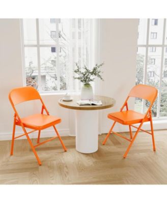 Set of 2 Metal Folding Chairs, 350 lb Capacity, Portable Foldable for Indoor and Outdoor Use