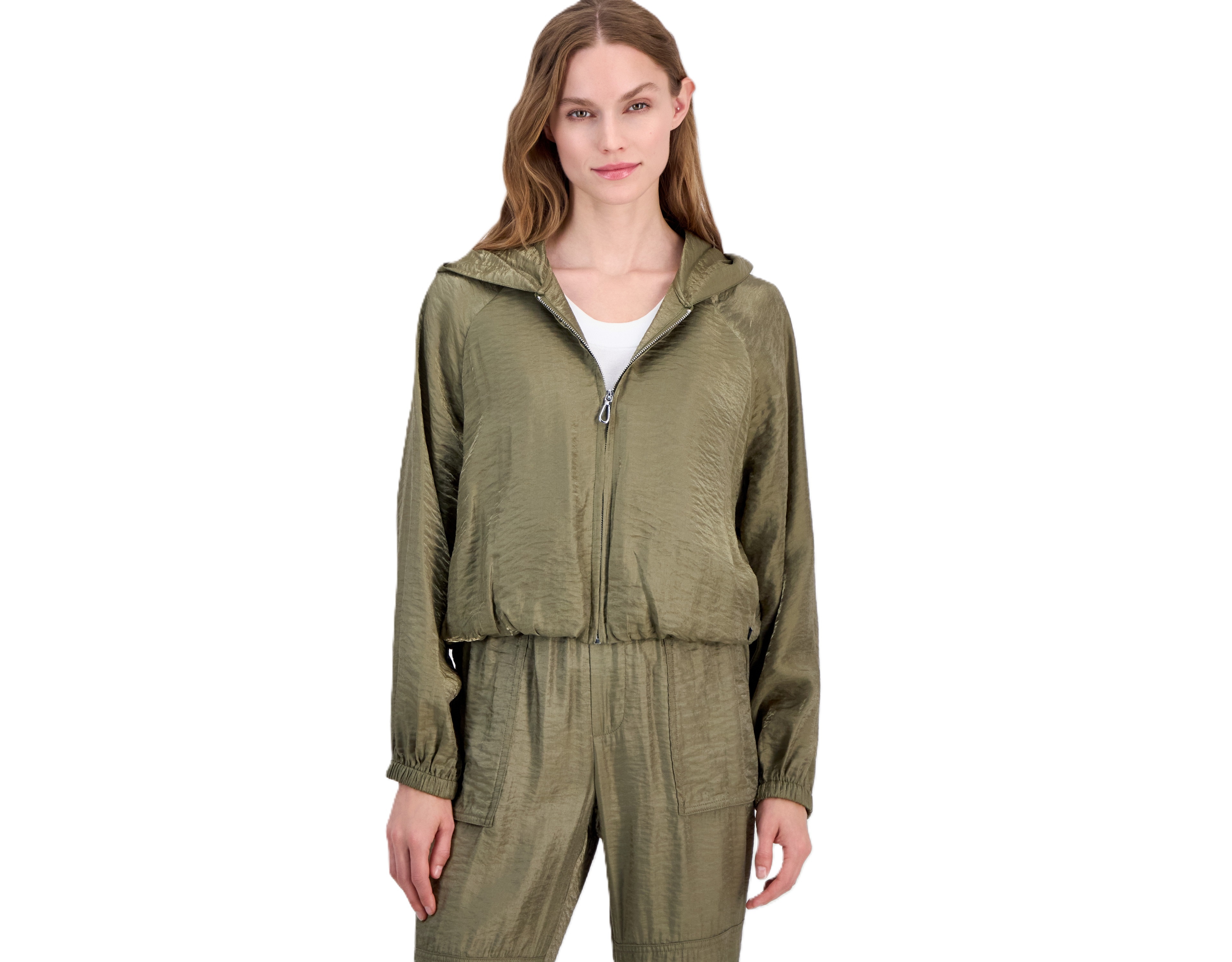 Nautica Women's Raglan Zip-Front Hooded Sweatshirt