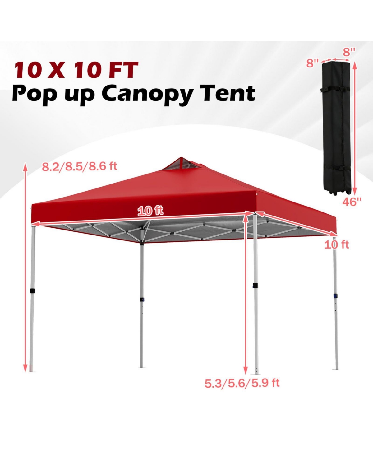 Sugift 10 x 10 ft Commercial Pop Up Canopy Tent with One Hand Center Lock UPF50