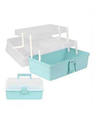 3-Tier Portable Plastic Craft Storage Box with Handle