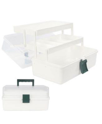 3-Tier Portable Plastic Craft Storage Box with Handle