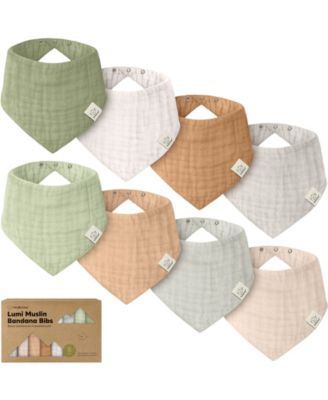 8pk Lumi Muslin Baby Bibs, Bandana Bibs for Baby Boy, Baby Girl, Muslin Drool Bib for Newborn, Toddler