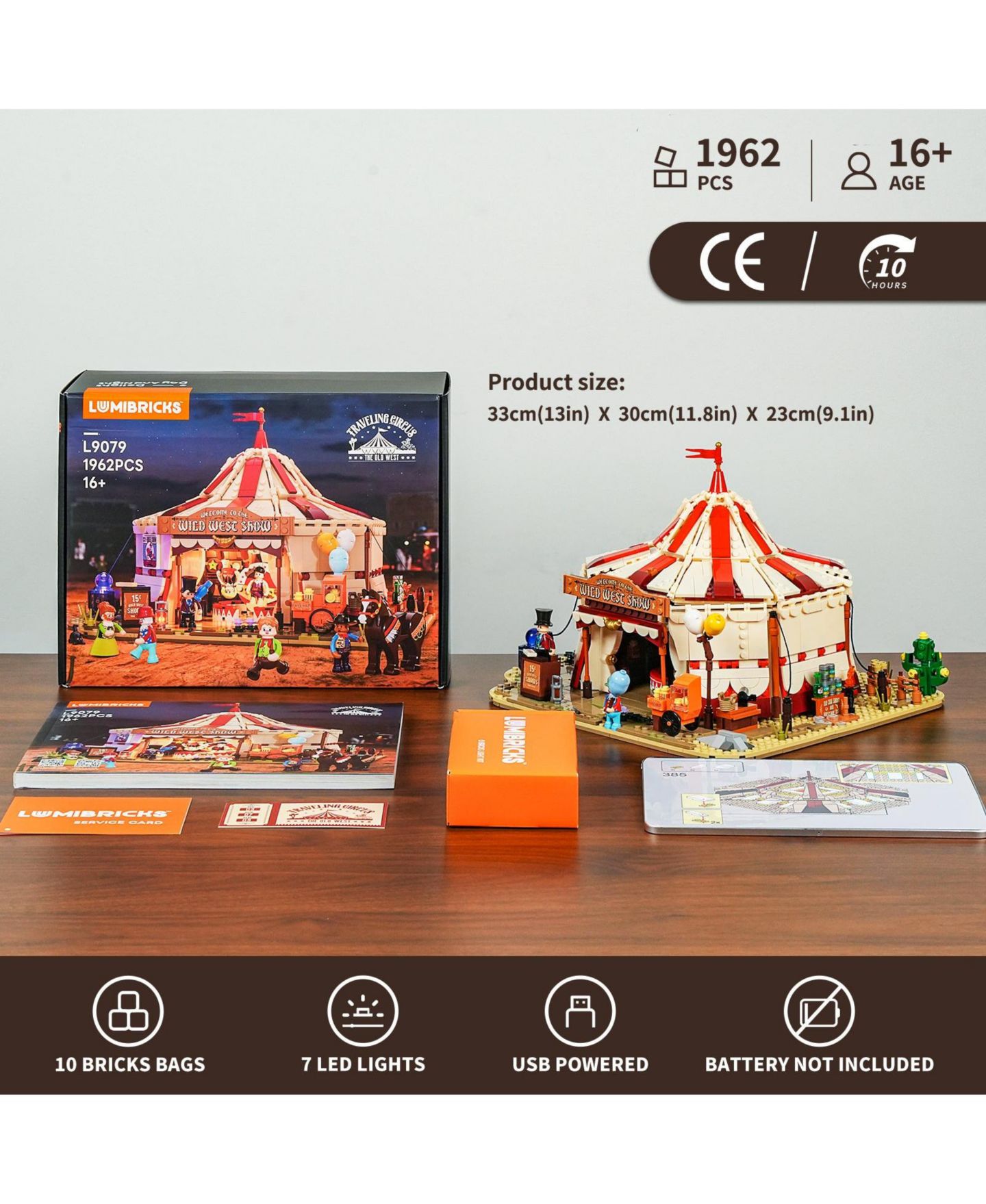Детский конструктор Lumibricks Wild West Traveling Circus 1962-Piece Lighting Building Set, Ages 14+ — фото 10