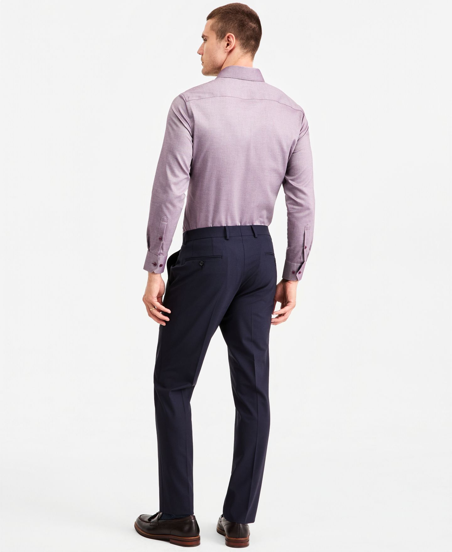 Мужская рубашка Ted Baker Slim-Fit Non-Iron Dress Shirt & Floral Classic Silk Tie, цвет: Розовый — фото 2