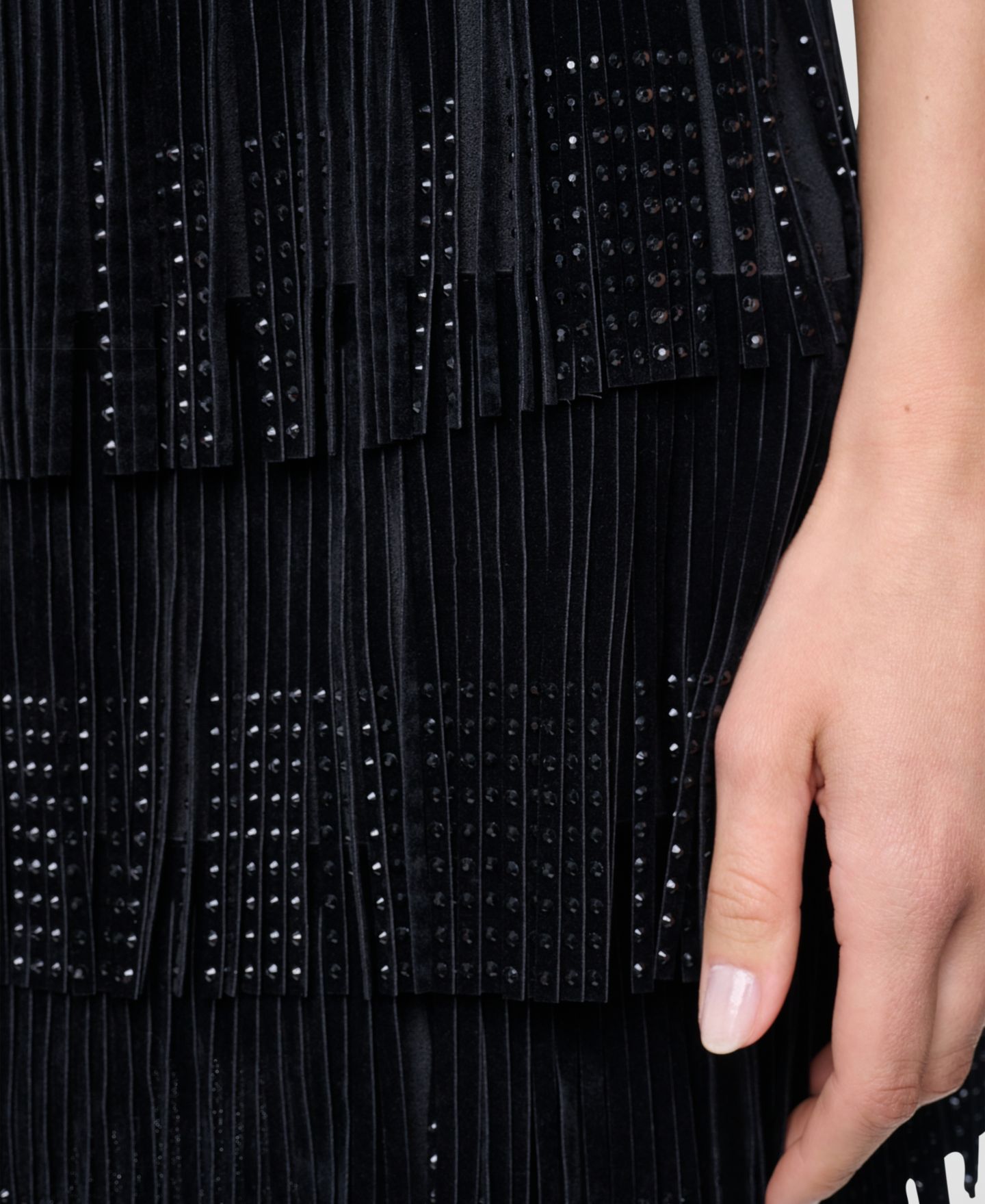 Женская юбка DKNY Rhinestone Fringe, цвет: Чёрный — фото 9