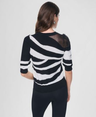 Women's Zebra-Print 3/4-Sleeve Sweater thumbnail 4