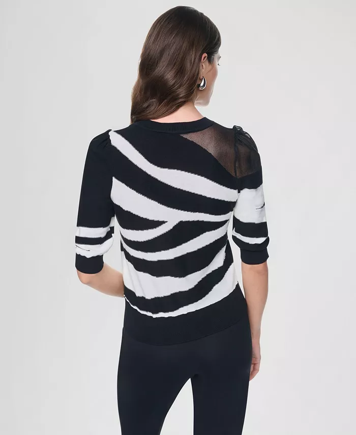 Women's Zebra-Print 3/4-Sleeve Sweater - thumbnail 9