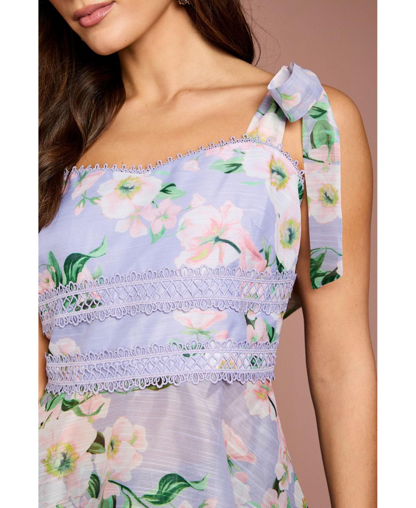 Женский топ Coast Square Neck Bow Shoulder Peplum, цвет: Сиреневый — фото 5