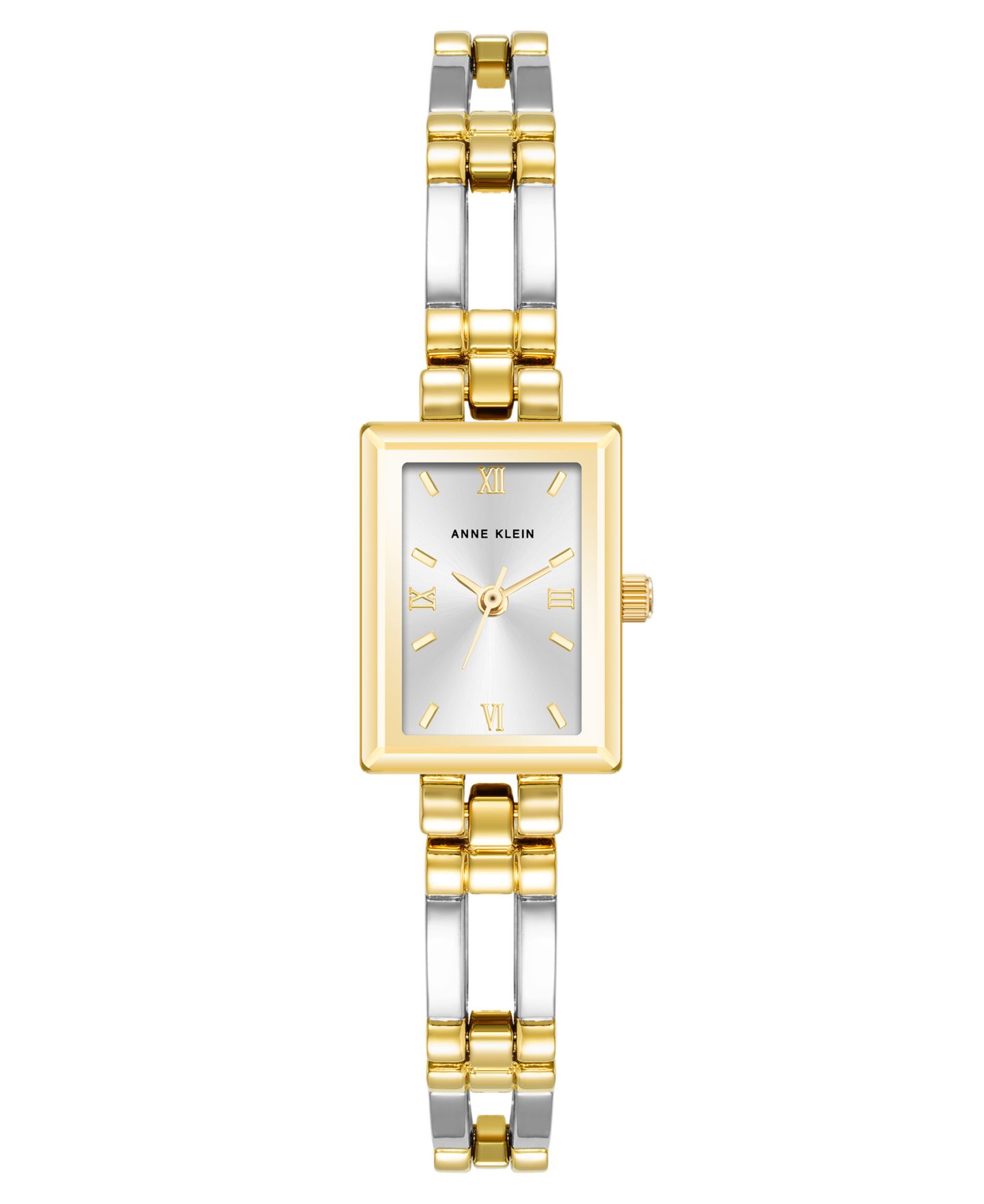 Женские часы Anne Klein Quartz Rectangle Two-Tone Alloy Metal Bracelet Watch 16mm x 20mm — фото 1