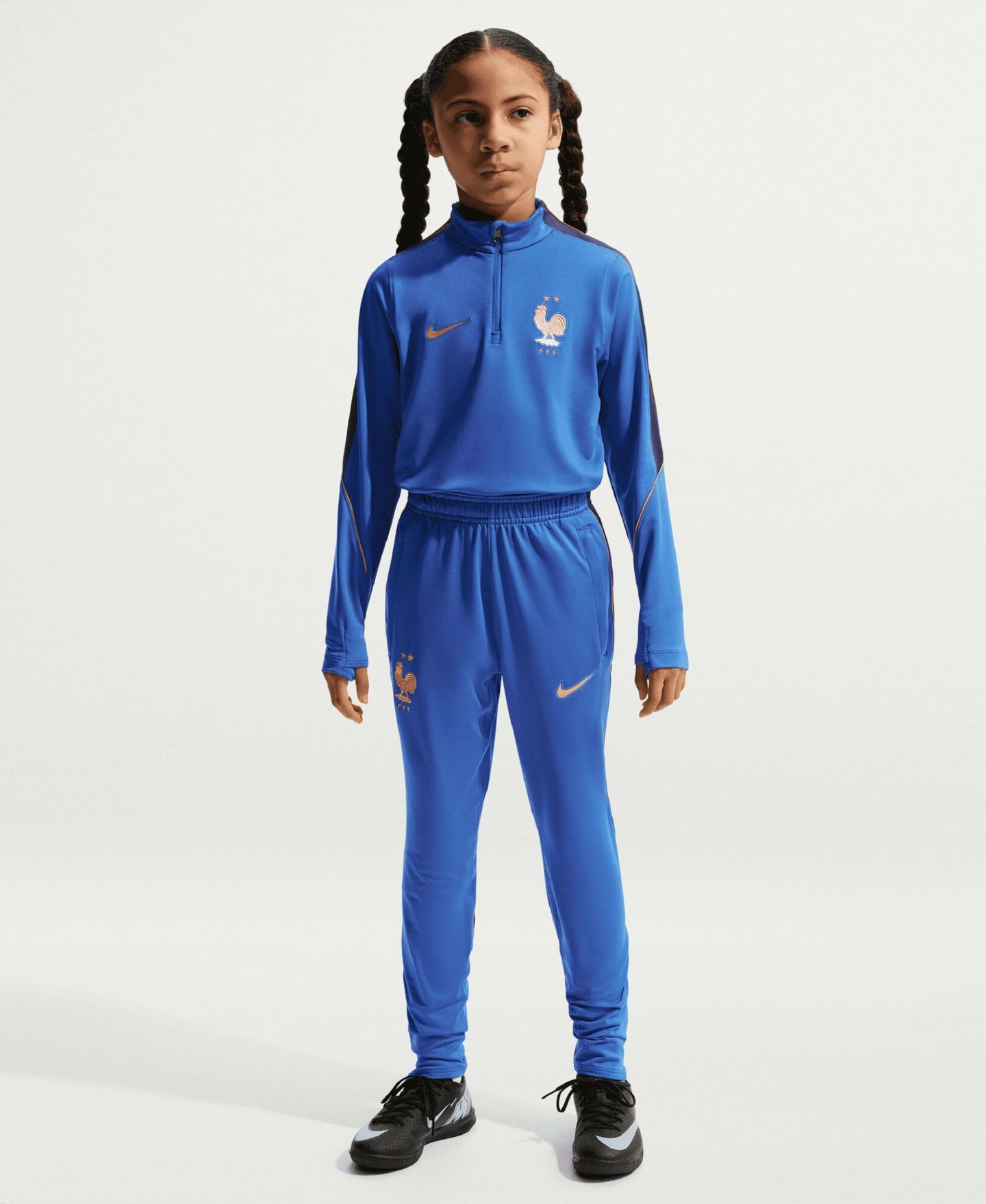 Детские толстовки Nike Blue France National Team 2026 Strike Dri-FIT Long Sleeve Quarter-Zip Drill — фото 2