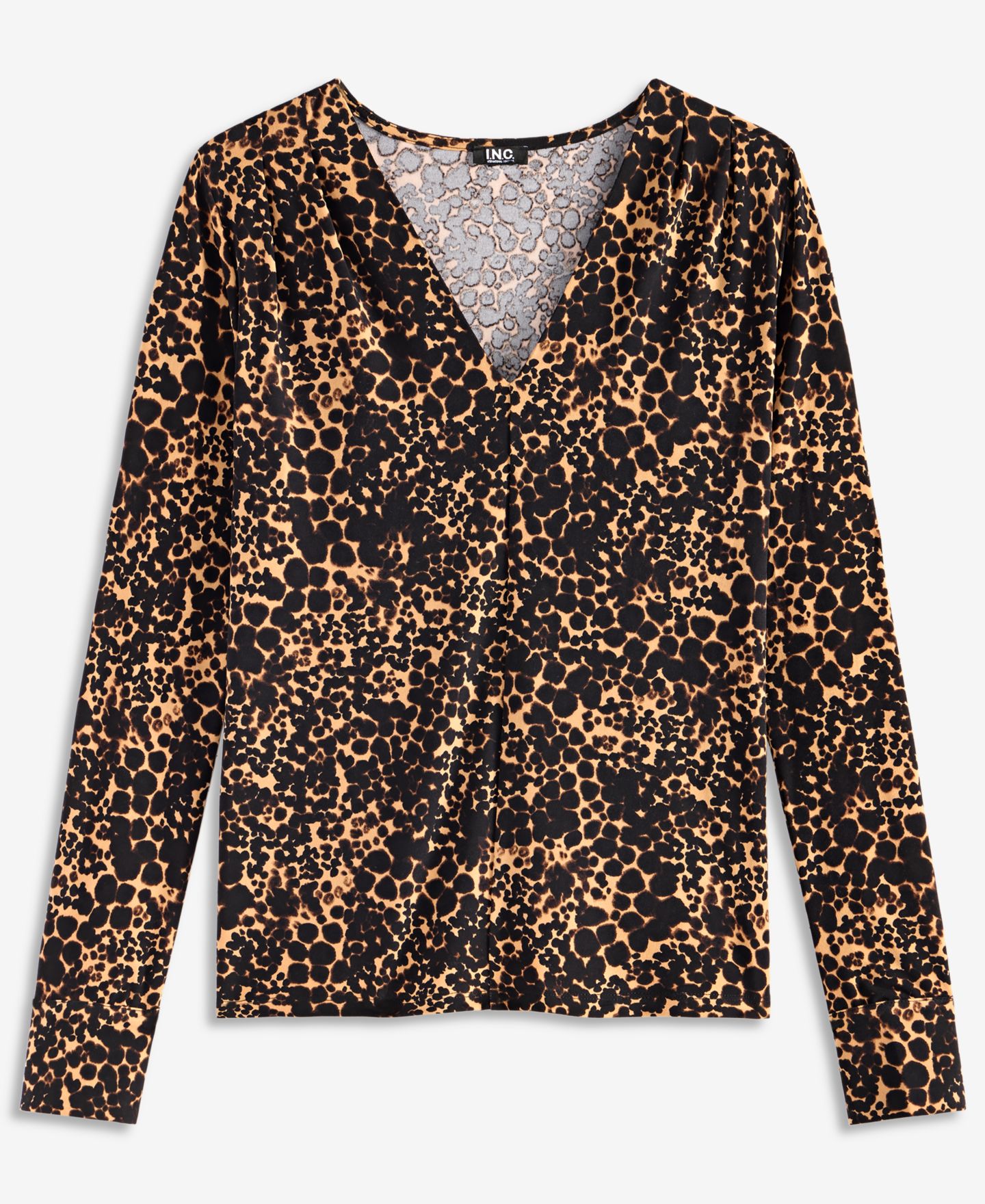 Женская блузка I.N.C. International Concepts Long-Sleeve V-Neck Print Blouse, цвет: Коричневый — фото 6