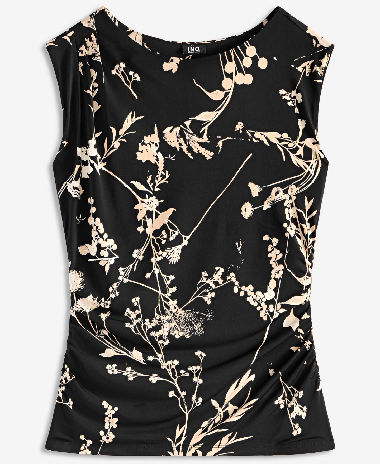 Женская блузка I.N.C. International Concepts Floral-Print Boat-Neck Blouse, цвет: Чёрный — фото 5