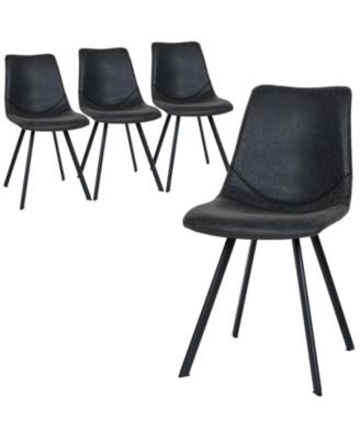 Markley 4-PCS Mid-Century Modern Leather Upholstered Desk Chair for Kitchen, Dining and Office