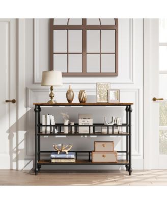 Rustic 3-Tier Console Table Sofa Table with Storage Shelves, Modern Accent Entryway Hallway Furniture for Living Room Behind Couch