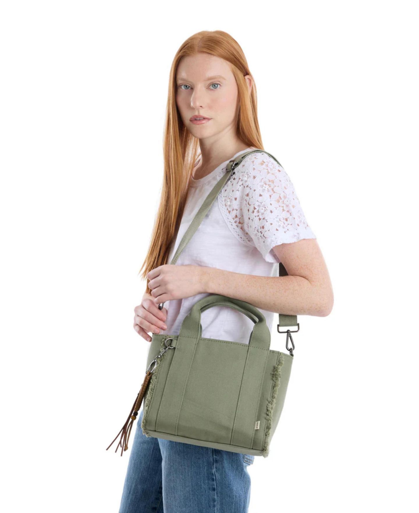 Женская сумка WILT Selma Frayed Mini Tote, цвет: Армейский — фото 2