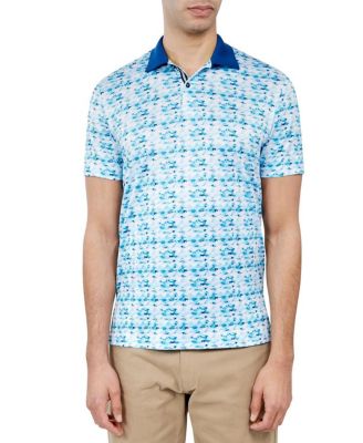 Men's Regular Fit Fish Print Performance Polo