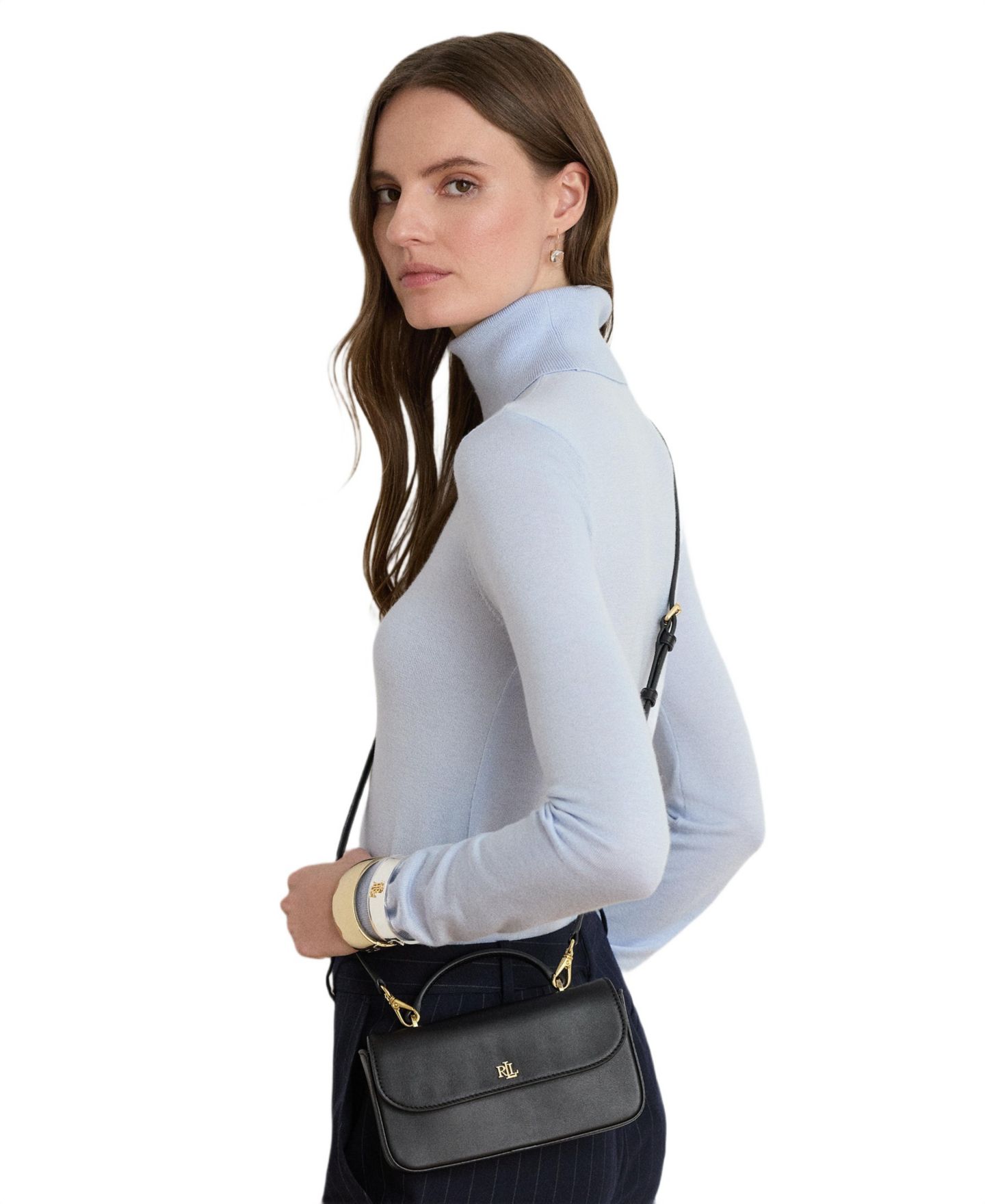 Женская сумка Lauren Ralph Lauren Marcy Small Smooth Leather Crossbody, цвет: Чёрный — фото 3