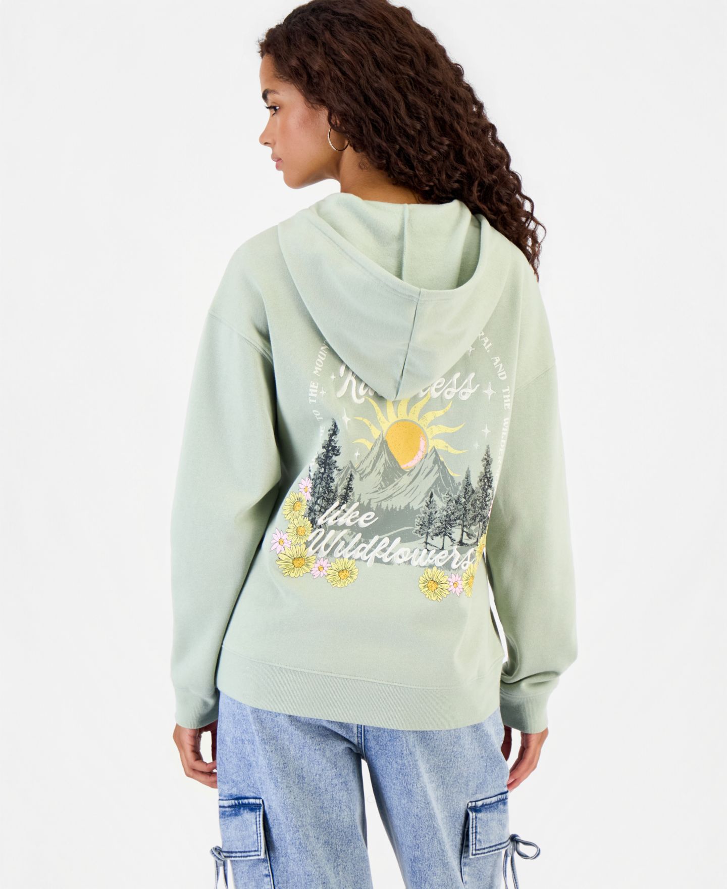 Женское худи Rebellious One Juniors' Spread Kindness Long-Sleeve Fleece, цвет: Пустынный шалфейный — фото 4