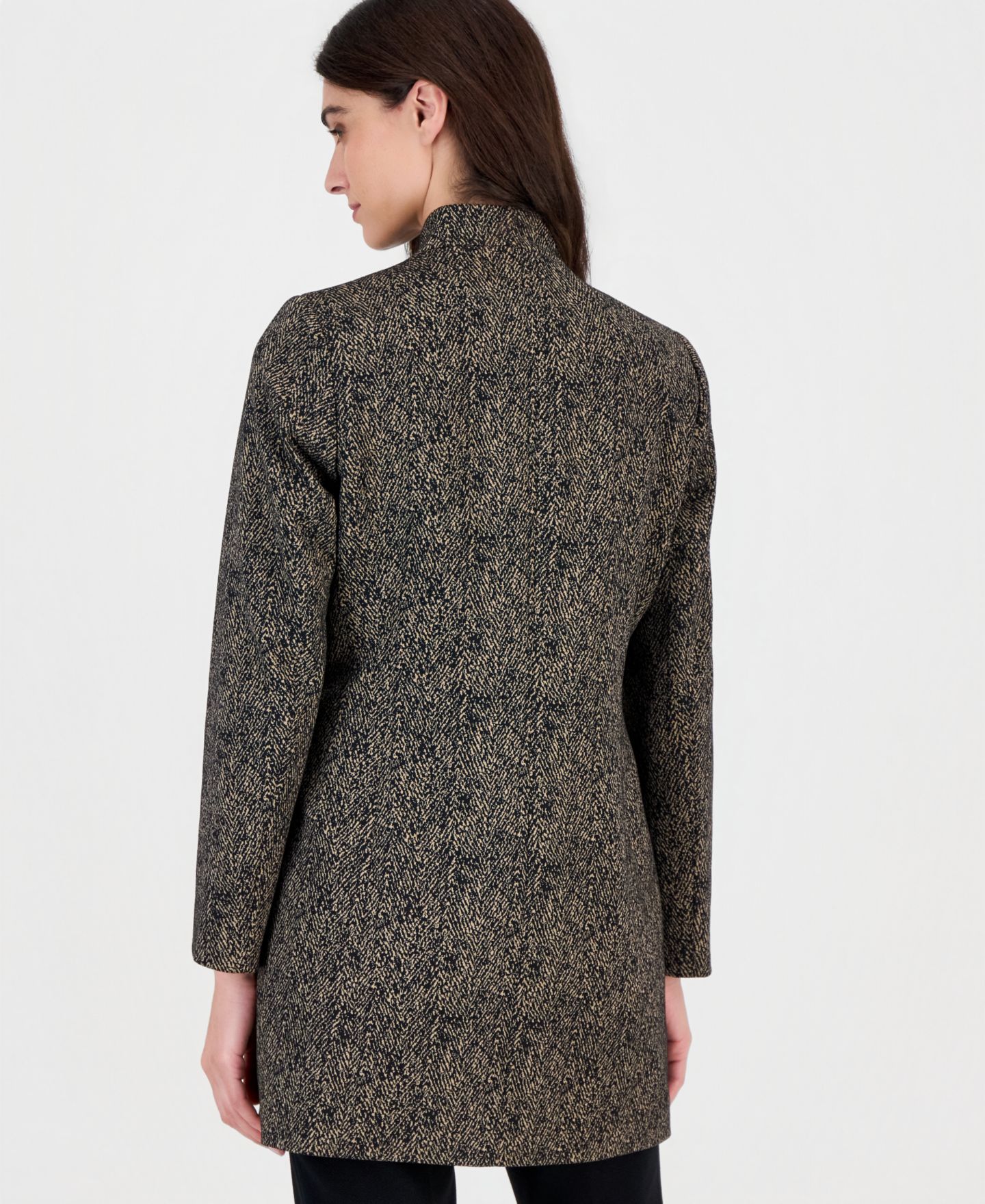 Женские пиджаки Kasper Stand-Collar Jacquard Geometric-Print Blazer, цвет: Чёрный разноцветный — фото 4