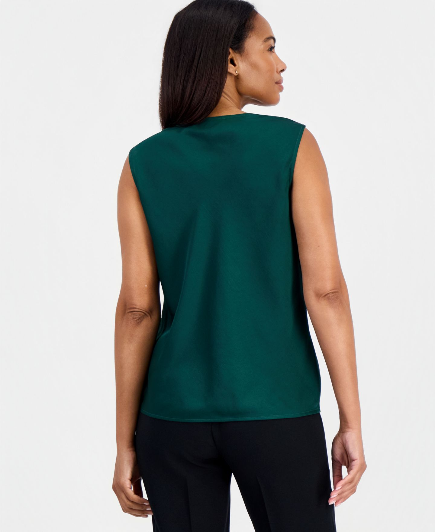Женская блузка Kasper Sleeveless Cowl Neck Draped Blouse, цвет: Вечнозелёный — фото 4