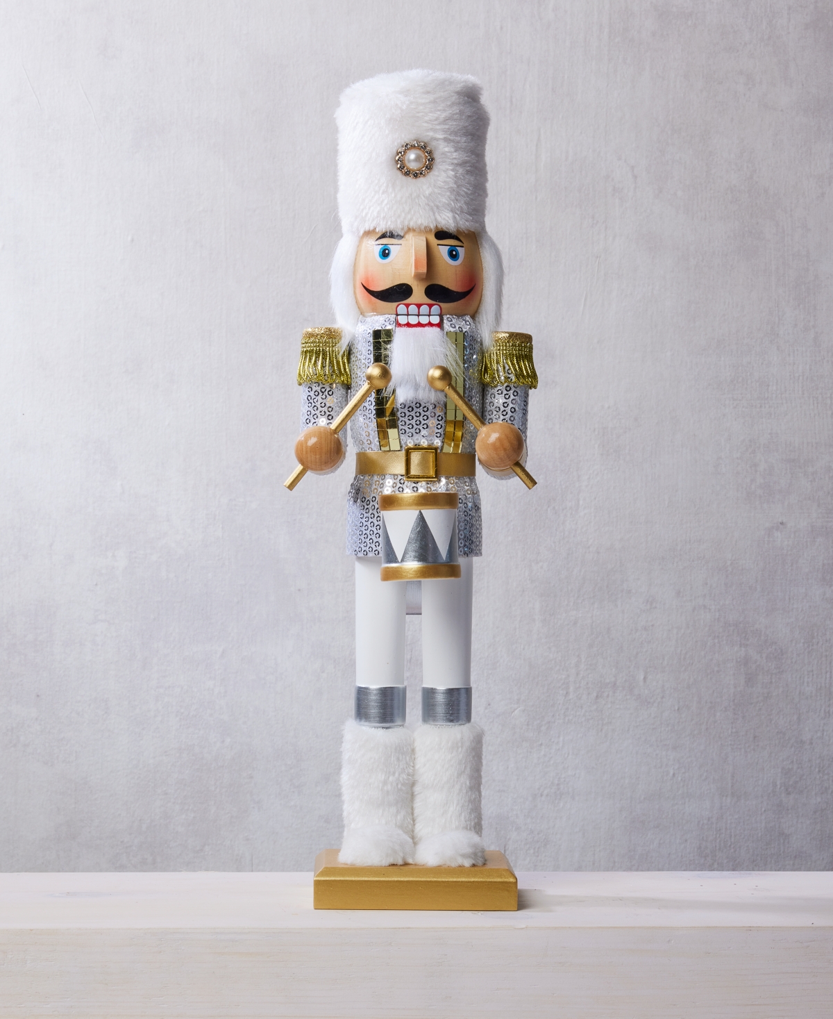 Holiday Lane Opulence Faux Fur Trim Drummer Nutcracker, Macy's Exclusive