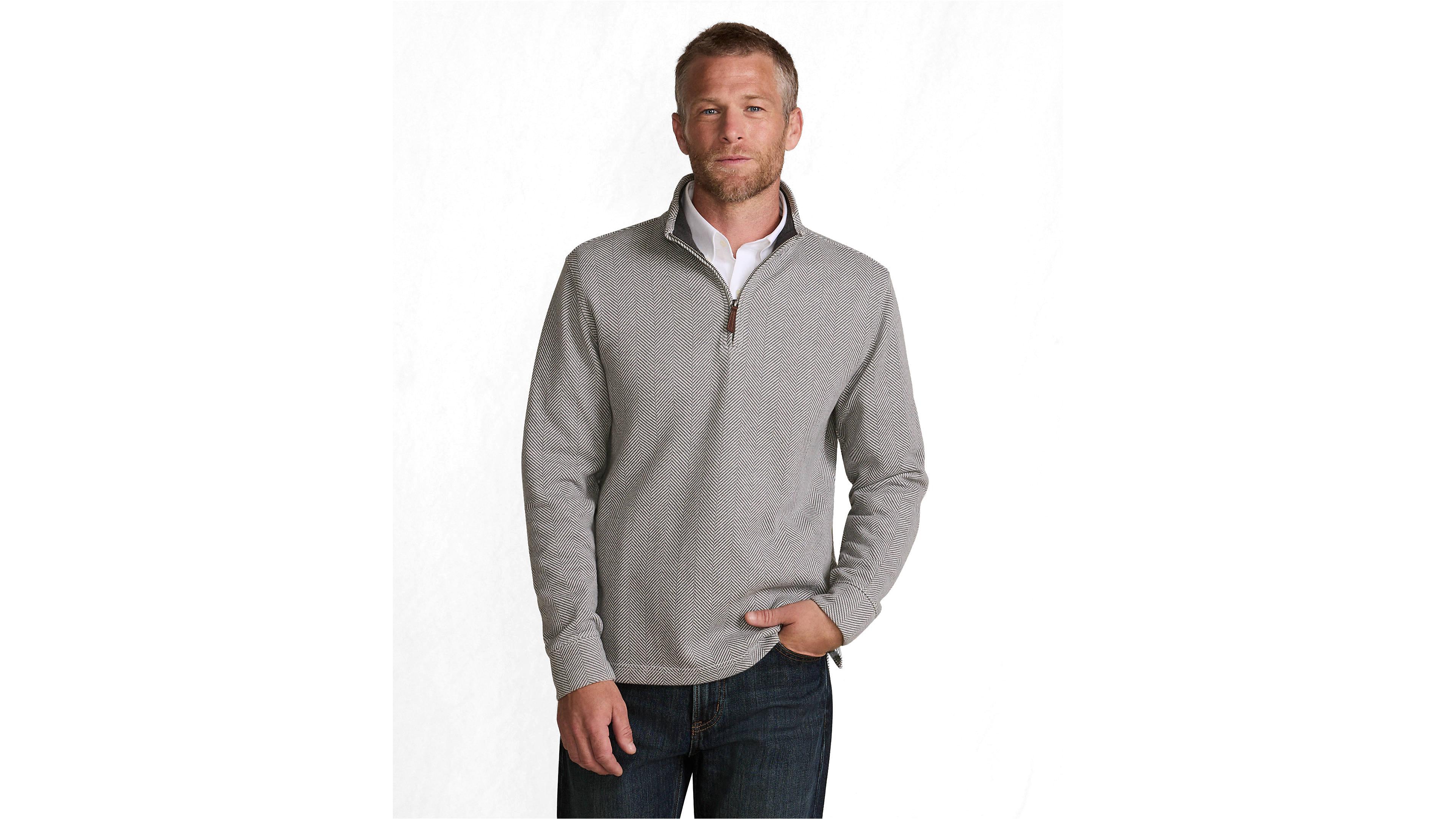 Lands' End Big & Tall Bedford Rib Casual Quarter Zip Sweater